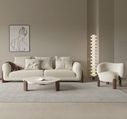 NO Falten Nordic Lounge Freizeitholzsofa Stuhl in natürlicher/Walnussfarbe mit Kissen