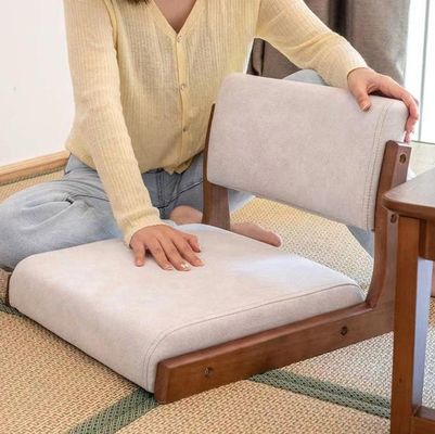 Japanische Tatami Holz Fußlose Fußboden Tee Stuhl mit Rückenstütze