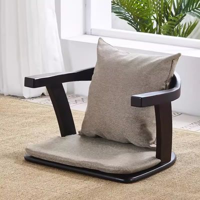 Massivholz Wohnzimmermöbel Japanischer Tatami-Bodenstuhl mit Rückenstütze und ohne Rückenlehne
