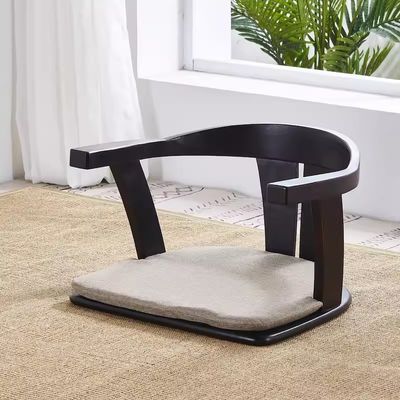 Massivholz Wohnzimmermöbel Japanischer Tatami-Bodenstuhl mit Rückenstütze und ohne Rückenlehne