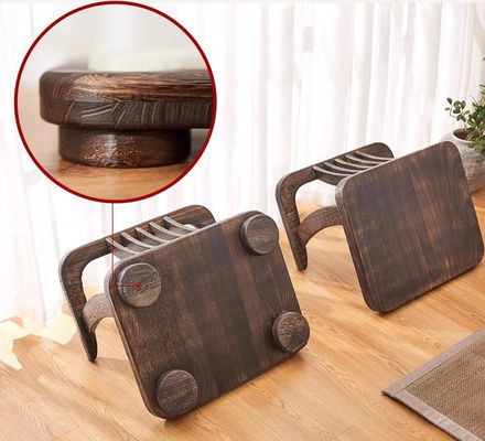 Massivholz Fußboden Stuhl Nitrolacquer Oberfläche und Rückenunterstützung für japanische Tatami Holz Fußlose Fußboden Tee Stuhl