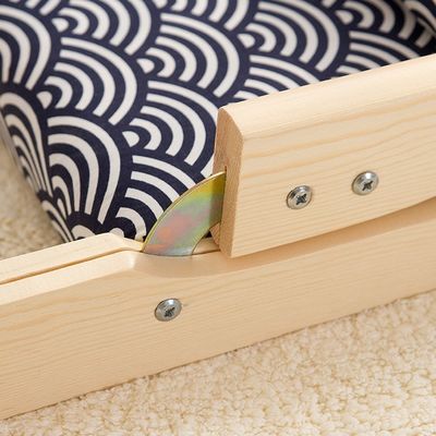 Moderner Wohnzimmerstuhl japanischer Tatami Holz Fußloser Boden Teestuhl mit Rückenstütze