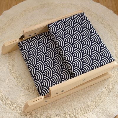 Moderner Wohnzimmerstuhl japanischer Tatami Holz Fußloser Boden Teestuhl mit Rückenstütze