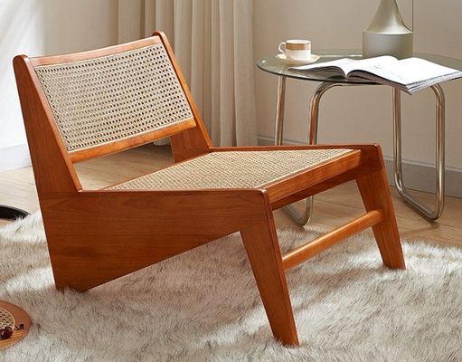 Wohnzimmerstuhl Design Klassischer Rattanstuhl aus massivem Holz für Nordische Lounge und zeitgenössische Möbel