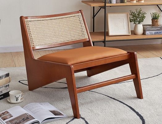 Wohnzimmerstuhl Design Klassischer Rattanstuhl aus massivem Holz für Nordische Lounge und zeitgenössische Möbel