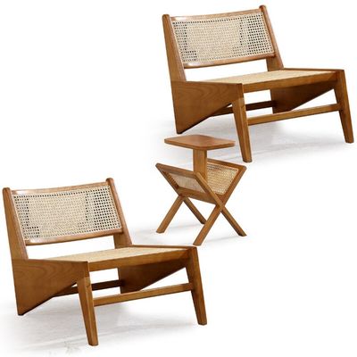 Wohnzimmerstuhl Design Klassischer Rattanstuhl aus massivem Holz für Nordische Lounge und zeitgenössische Möbel