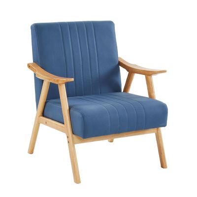 Wabi-Sabi Design Stil Stoff Polstered Massivholz Freizeitlounge Holzsofa Stuhl für Wohnzimmer