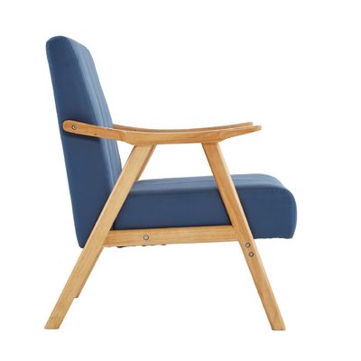 Wabi-Sabi Design Stil Stoff Polstered Massivholz Freizeitlounge Holzsofa Stuhl für Wohnzimmer