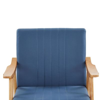 Wabi-Sabi Design Stil Stoff Polstered Massivholz Freizeitlounge Holzsofa Stuhl für Wohnzimmer