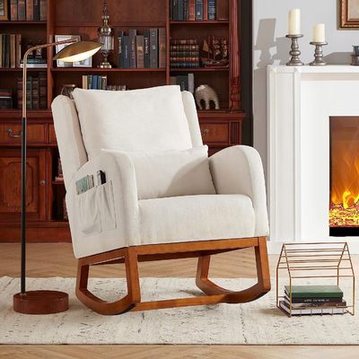 Nordic Stoff Minimalist Café Holz Lounge Chair Accent Freizeitstühle Sessel Armstuhl Home Office Möbel Einzelsofa Stuhl