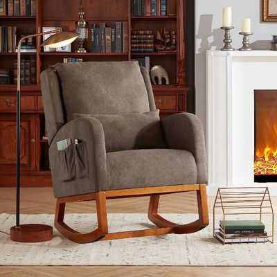 Nordic Stoff Minimalist Café Holz Lounge Chair Accent Freizeitstühle Sessel Armstuhl Home Office Möbel Einzelsofa Stuhl