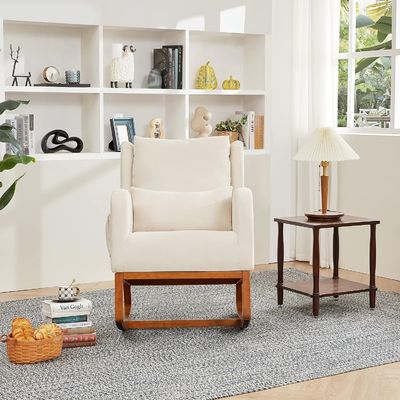Nordic Stoff Minimalist Café Holz Lounge Chair Accent Freizeitstühle Sessel Armstuhl Home Office Möbel Einzelsofa Stuhl