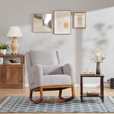 Nordic Stoff Minimalist Café Holz Lounge Chair Accent Freizeitstühle Sessel Armstuhl Home Office Möbel Einzelsofa Stuhl