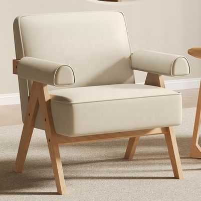 Moderne Wohnzimmermöbel Moderne Massivholzrahmen Stoff Leder Optional Einzelholzsofa Stuhl W70*D70*H80CM