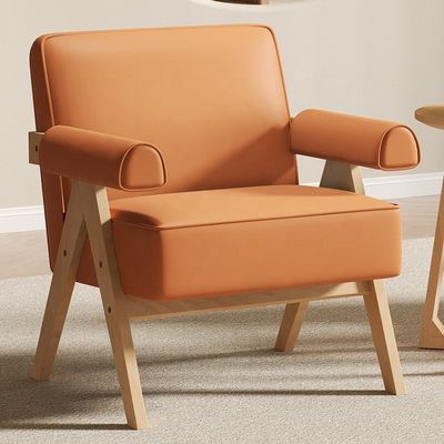 Moderne Wohnzimmermöbel Moderne Massivholzrahmen Stoff Leder Optional Einzelholzsofa Stuhl W70*D70*H80CM