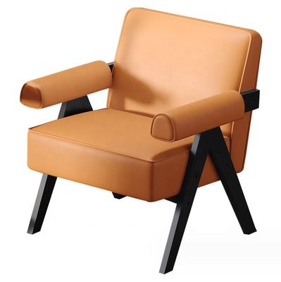 Moderne Wohnzimmermöbel Moderne Massivholzrahmen Stoff Leder Optional Einzelholzsofa Stuhl W70*D70*H80CM