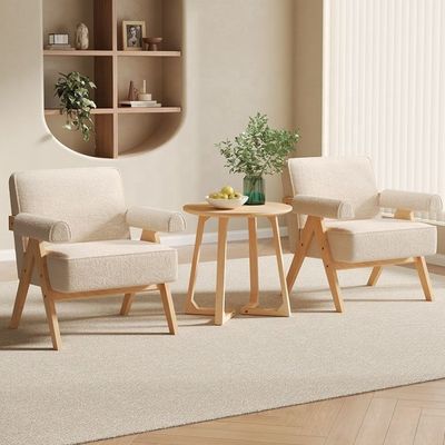 Moderne Wohnzimmermöbel Moderne Massivholzrahmen Stoff Leder Optional Einzelholzsofa Stuhl W70*D70*H80CM