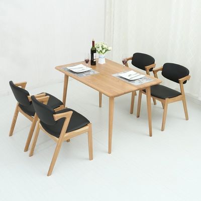 Natürliche Farbe Nordischer Stuhl Moderne Massivholz Speisestuhl für Restaurant