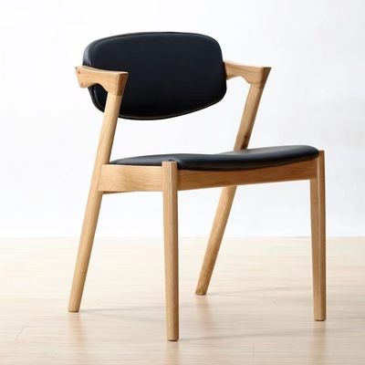 Natürliche Farbe Nordischer Stuhl Moderne Massivholz Speisestuhl für Restaurant