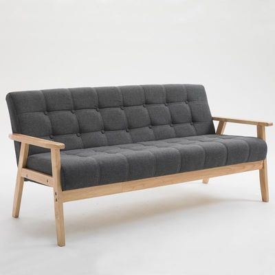 Weicher Sitz Stuhl Für Wohnung Wohnzimmer und Hotel Massivholz Stoff Holzsofa Stuhl mit modernem Design