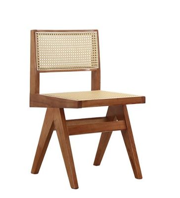 Kautschukholz Weichsitz Modernes Design Holz Rattan Esszimmer Stuhl für Wohnzimmer und Hotel