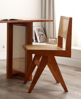 Kautschukholz Weichsitz Modernes Design Holz Rattan Esszimmer Stuhl für Wohnzimmer und Hotel