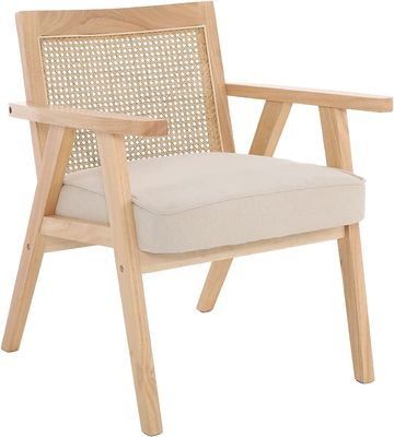 Holzstühle für Wohnzimmer und Hotel Modernes Design Weiches Sitz Massivholz Rattan Esszimmerstuhl