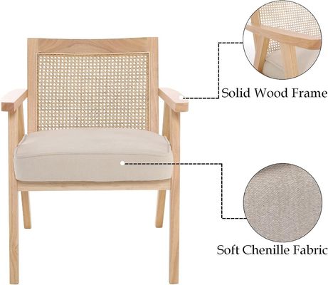 Holzstühle für Wohnzimmer und Hotel Modernes Design Weiches Sitz Massivholz Rattan Esszimmerstuhl