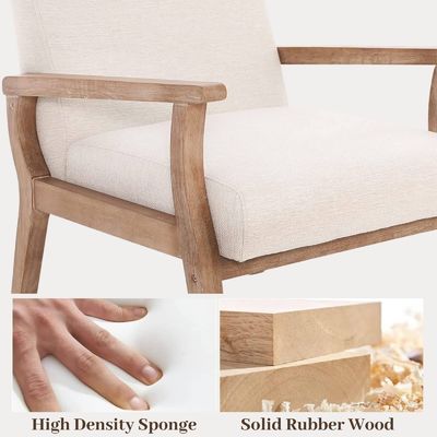 Wohnzimmer und Hotel Sofa aus Massivholz aus Holz Stuhl W69*D76*H79CM mit Weichsitz Modernes Design Ein Sitz