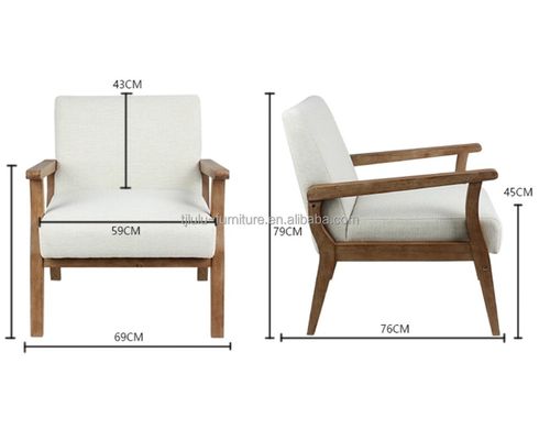 Wohnzimmer und Hotel Sofa aus Massivholz aus Holz Stuhl W69*D76*H79CM mit Weichsitz Modernes Design Ein Sitz