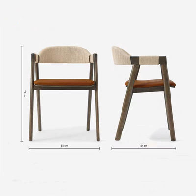 Bürogebäude Esszimmerstuhl mit gewebtem Kabel und lackierten Oberfläche in Vintage-Holzdesign
