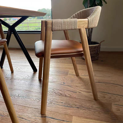 Bürogebäude Esszimmerstuhl mit gewebtem Kabel und lackierten Oberfläche in Vintage-Holzdesign