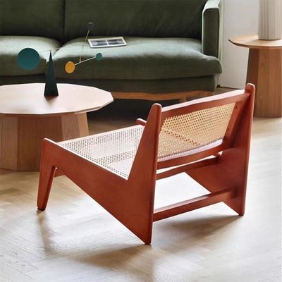 Kautschukholzrahmen im nordischen Stil Freizeitstuhl für Wohnzimmer Holzloungestuhl