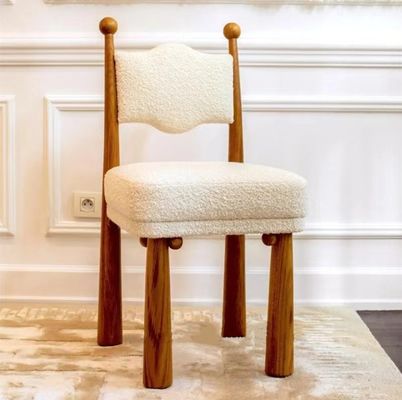 Französisch-Nordisch Design Moderne Massivholz Ein-Sitz-Lammwolle Esszimmer Holzstühle