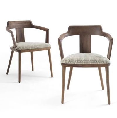 Indoor Canteen Esszessel aus Massivholz mit Sitzkissen und modernem Design Walnussfarben Sessel