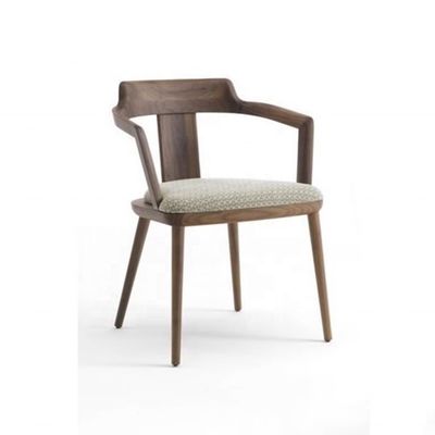 Indoor Canteen Esszessel aus Massivholz mit Sitzkissen und modernem Design Walnussfarben Sessel