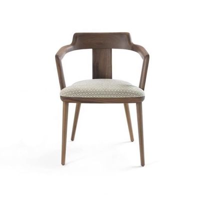 Indoor Canteen Esszessel aus Massivholz mit Sitzkissen und modernem Design Walnussfarben Sessel