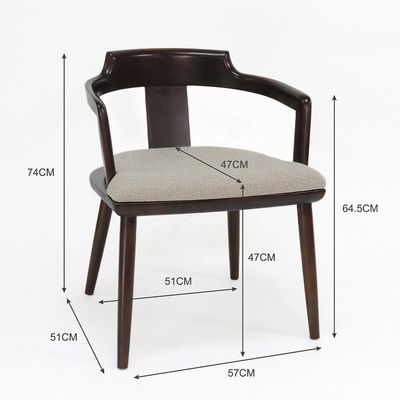 Indoor Canteen Esszessel aus Massivholz mit Sitzkissen und modernem Design Walnussfarben Sessel