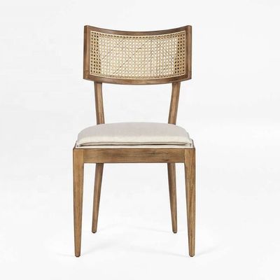 Moderne Restaurantmöbel Design Rattan Rücken Holz Esszessel mit Stoffpolsterung