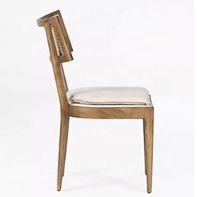 Moderne Restaurantmöbel Design Rattan Rücken Holz Esszessel mit Stoffpolsterung