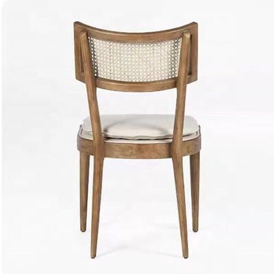 Moderne Restaurantmöbel Design Rattan Rücken Holz Esszessel mit Stoffpolsterung