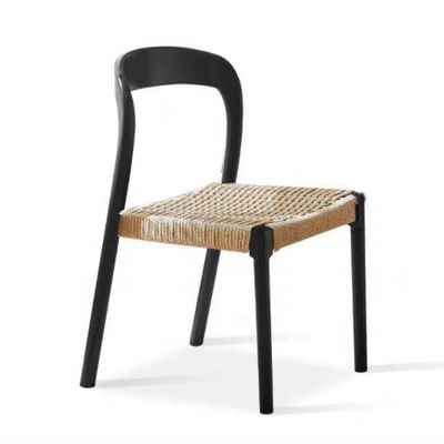Bürostuhl mit traditionellem Esszimmerstuhl mit Seilgewebtem Sitz und Massivholz