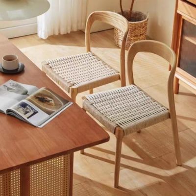 Bürostuhl mit traditionellem Esszimmerstuhl mit Seilgewebtem Sitz und Massivholz