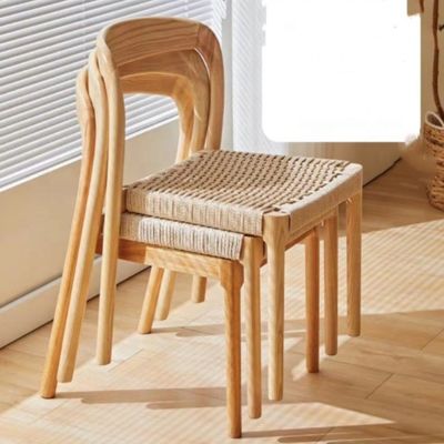 Bürostuhl mit traditionellem Esszimmerstuhl mit Seilgewebtem Sitz und Massivholz