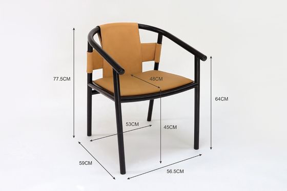 Moderne Gestaltung Holzrahmen Braun Sattel Leder Esszimmer Möbel Freizeit Lounge Akzent Armstühle