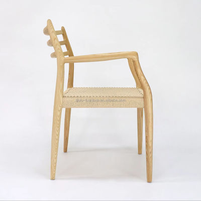 Massivholz Speisestuhl Möbel W64*D50.5*H77CM Handgewebter Außenseil Papierseilstuhl in Postverpackung Y