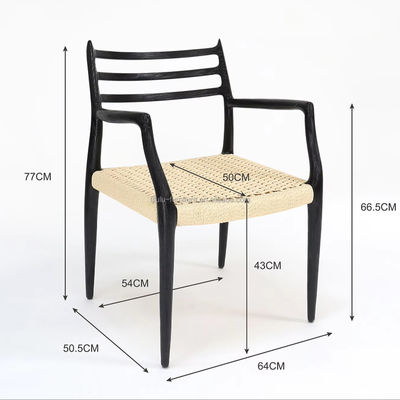 Massivholz Speisestuhl Möbel W64*D50.5*H77CM Handgewebter Außenseil Papierseilstuhl in Postverpackung Y