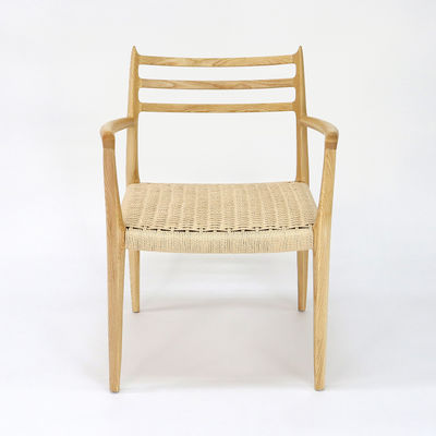 Bürogebäude Möbel Handgewebter Schnur aus massivem Holz Esszessel mit Nitrolacquer-Finixierung im nordischen Stil