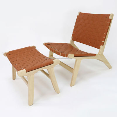 Modernes Design Solidwood Freizeitsofa Stuhl für Wohnzimmer Set PU Leder Loungestuhl in Walnuss-Ausführung