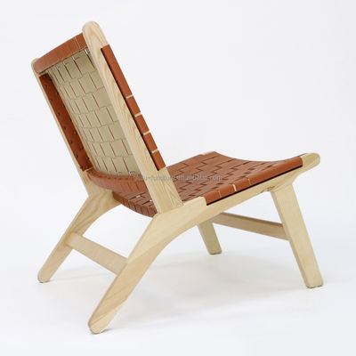 Modernes Design Solidwood Freizeitsofa Stuhl für Wohnzimmer Set PU Leder Loungestuhl in Walnuss-Ausführung